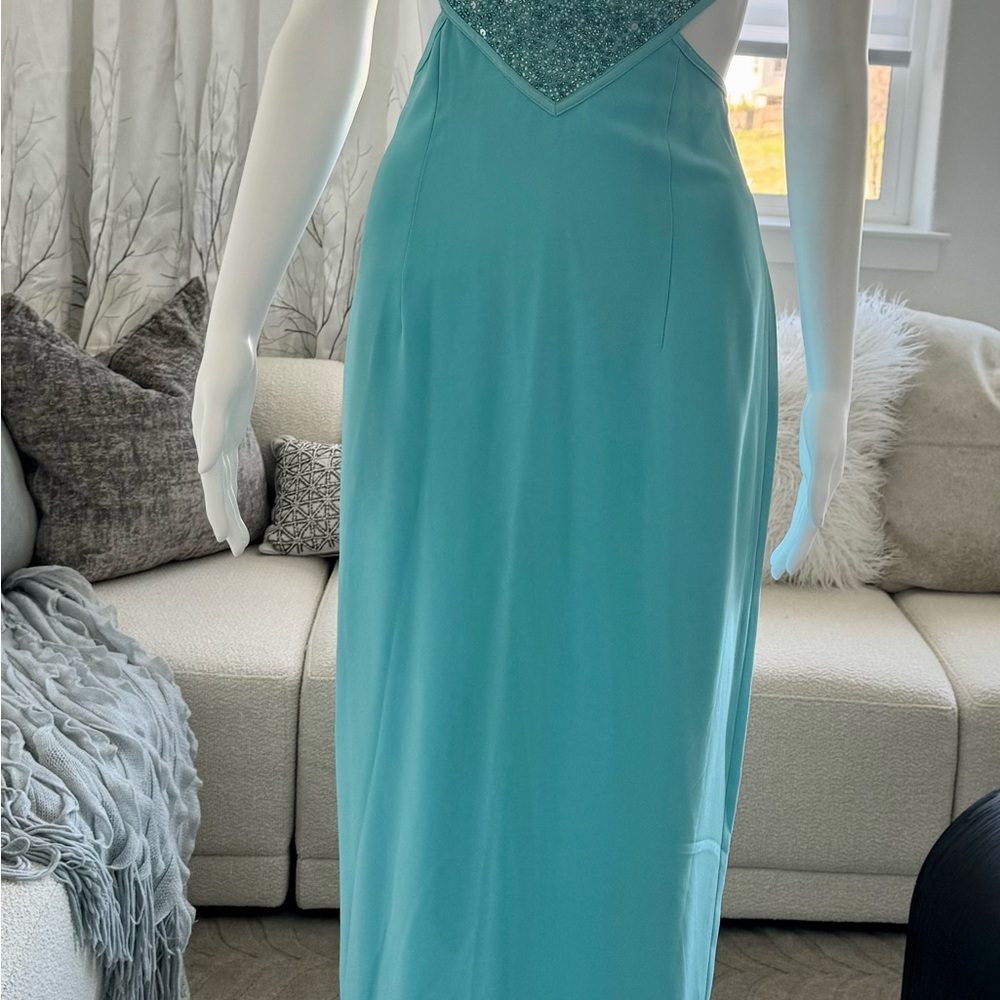 Cache Blue Sequin Halter Gown for Weddings